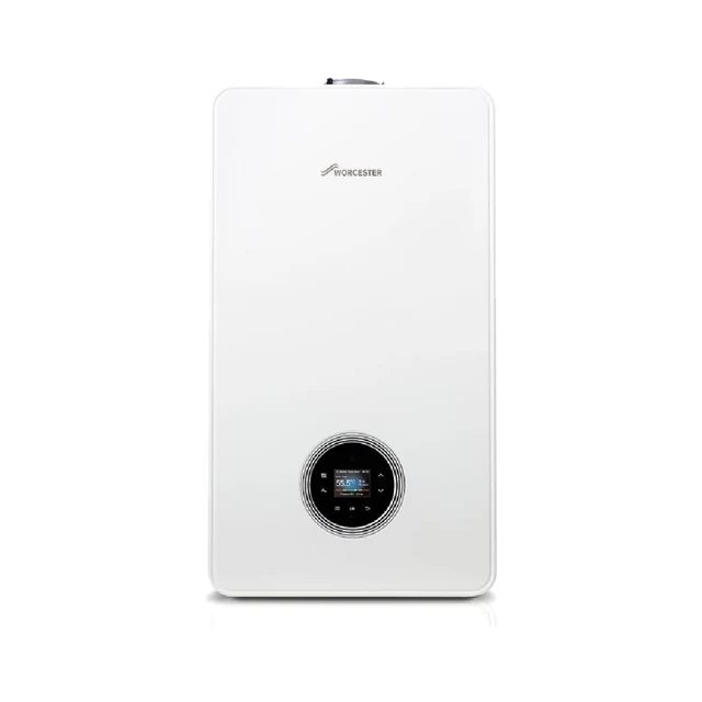 A new white combi boiler with a digital display